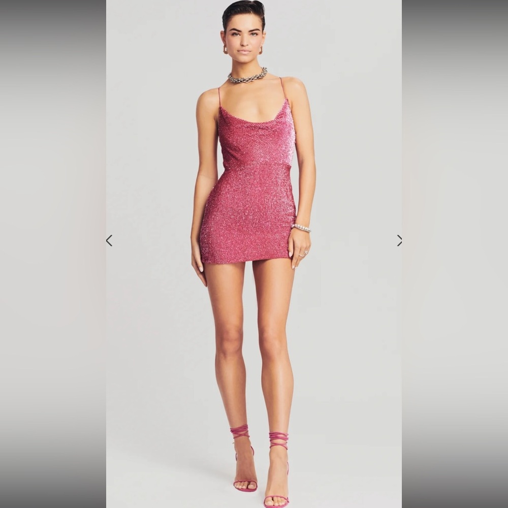 Retrofete Shimmering Pink Mini Dress
